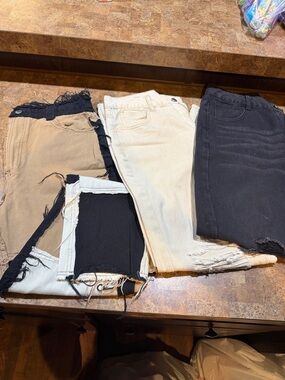 Assorted Distressed Jeans - Black, Tan, Cream medium size 6 three pair